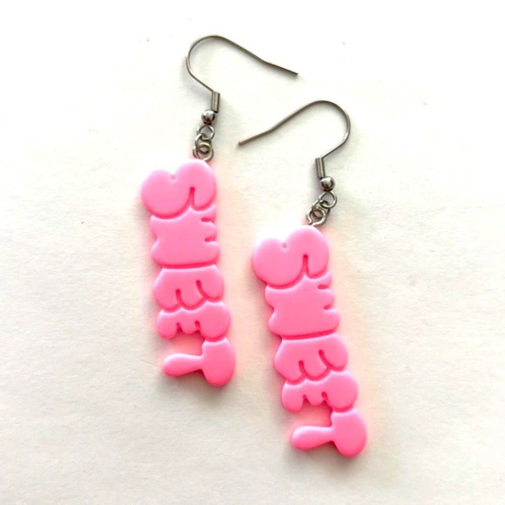 Light Pink Acrylic Sweet Letter Earrings, NWT, Unworn